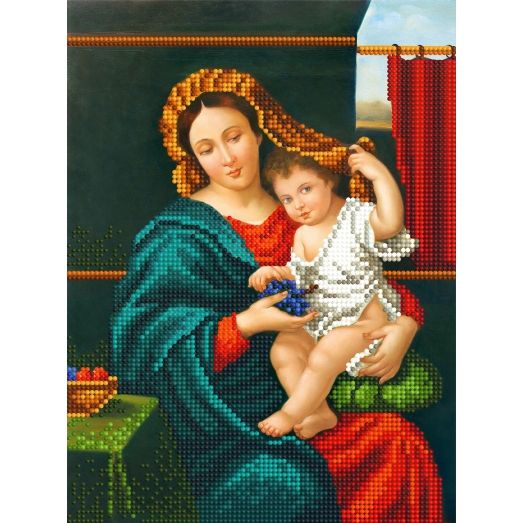 SI-695 (А4) Мадонна с ребенком. Схема для вышивки бисером СвитАрт