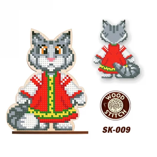 SK-009 Кошка. Серия сказки. Заготовка под вышивку бисером. ТМ WoodStitch