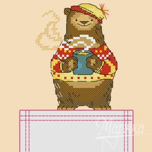 СКВ-001 Мишка. Схема под вышивку нитками ТМ Маричка