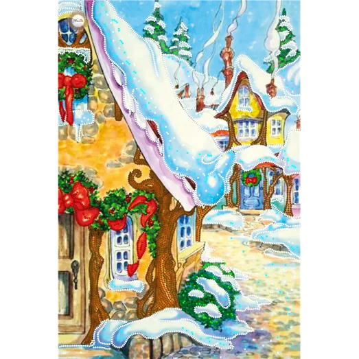 СЛ-3059 Рождественская деревушка. Схема для вышивки бисером ТМ Миледи