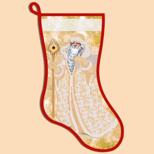 СН-2011 Золотой Дед Мороз. Новогодний сапожок для вышивки бисером ТМ Маричка