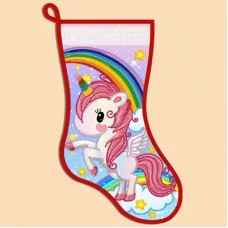 СН-2013 Радужный единорог. Новогодний сапожок для вышивки бисером ТМ Маричка