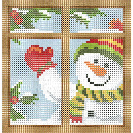 ФПК-5003 Снеговик в окошке. Схема для вышивки бисером Феникс