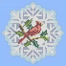 ФПК-5051 Ёлочная игрушка-снежинка с птичкой. Схема для вышивки бисером Феникс 