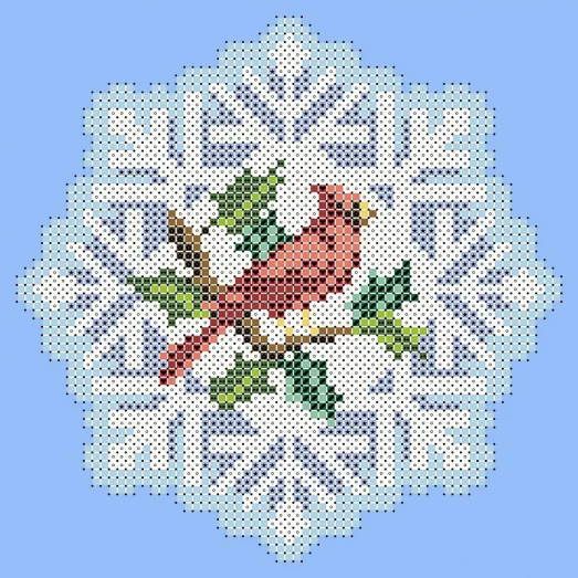 ФПК-5051 Ёлочная игрушка-снежинка с птичкой. Схема для вышивки бисером Феникс