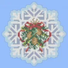 ФПК-5050 Ёлочная игрушка-снежинка с шишками. Схема для вышивки бисером Феникс 