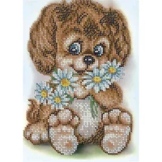 А5-Д-331 Щенок с цветами. Схема для вышивки бисером ТМ Acorns