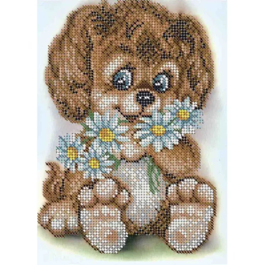 А5-Д-331 Щенок с цветами Схема для вышивки бисером ТМ Acorns