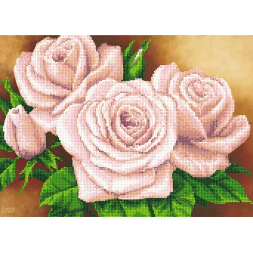 ST-06 (А3) Кремовые розы. Схема для вышивки бисером СвитАрт