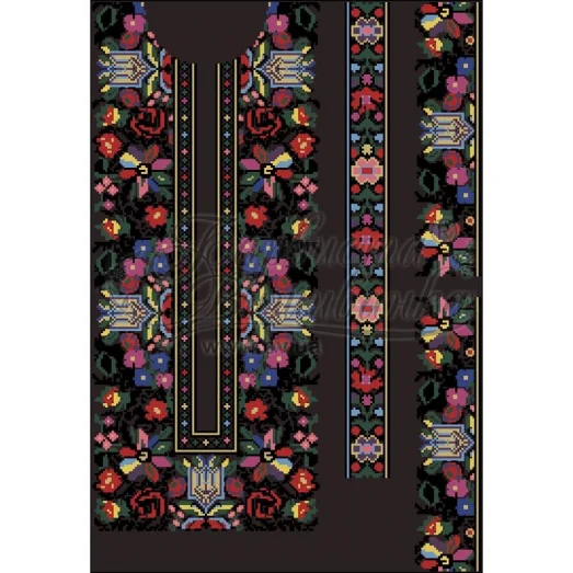 СЧд-035 Бисерная заготовка сорочка черная. Барвиста Вишиванка