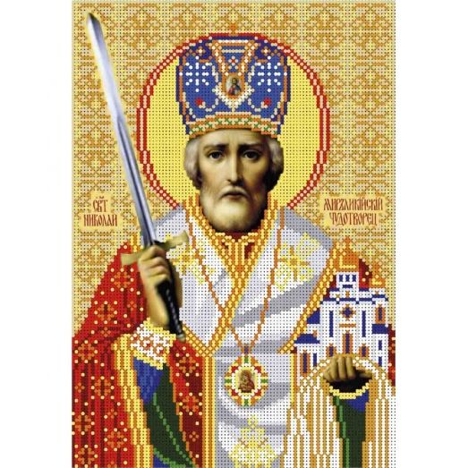 А4-И-512 Святой Николай Чудотворец с мечем. Схема для вышивки бисером ТМ Acorns