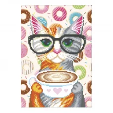 Т-0756 Кофейная кошка. Схема для вышивки бисером. ТМ ВДВ