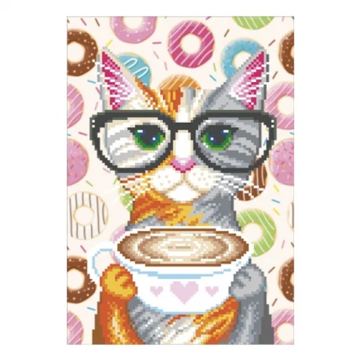 Т-0756 Кофейная кошка. Схема для вышивки бисером. ТМ ВДВ