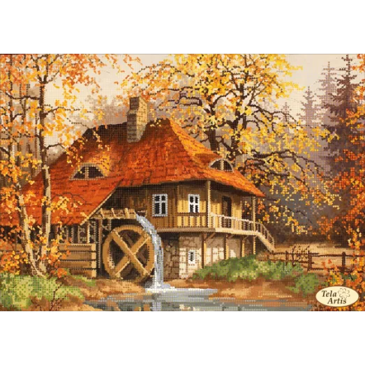 ТА-269 Мельница осенью. Схема для вышивки бисером Тела Артис