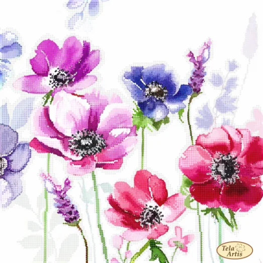 ТА-398 Акварель Анемоны. Схема для вышивки бисером Тела Артис