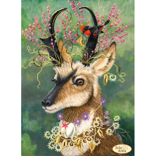 ТА-444 Козлик в цветах. Схема для вышивки бисером Тела Артис