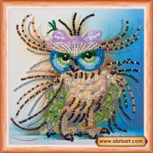 АМ-101 Сова с бантиком. Набор для вышивки бисером Абрис Арт