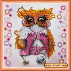 АМ-104 Сова с чашкой кофе. Набор для вышивки бисером Абрис Арт