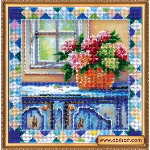 АВ-385 Гортензия у окна. Набор для вышивки бисером. Абрис Арт