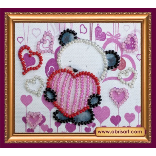АМА-126 Мишка и сердечки. Набор для вышивки бисером Абрис Арт