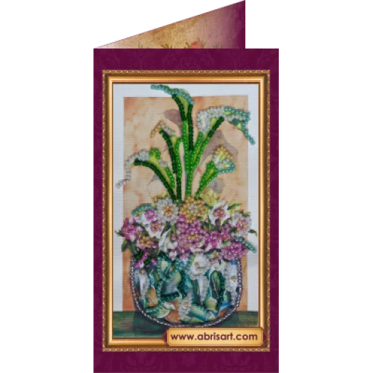 АО-089  Набор-открытка Цветы в подарок-2. Набор-открытка для вышивки бисером Абрис Арт