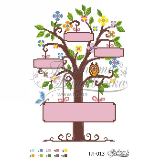 ТЛ-013 Метрика для девочки Деревце. Схема для вышивки бисером Барвиста Вишиванка