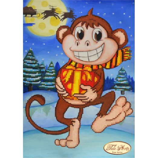 ТМ-056 Обезьянка с подарком. Схема для вышивки бисером Тела Артис