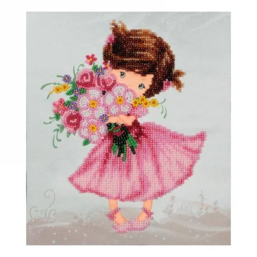 ТН-0782 Девочка с букетом. Набор для вышивки бисером ТМ ВДВ