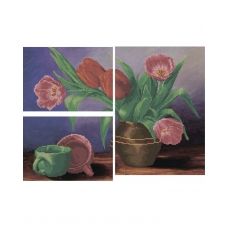 А4-К-055/1,2,3 Триптих Натюрморт с тюльпанами. Схема для вышивки бисером ТМ Acorns