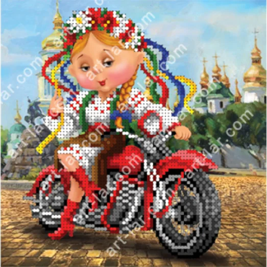 БИС-5617 Улыбчивая байкерша. Схема для вышивки бисером Арт Лар