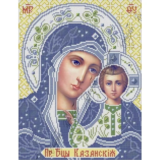 ИК3-0266 Казанская икона Божией матери (гжель). Схема для вышивки бисером Феникс