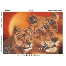В-447 Лев и львица на закате. Схема для вышивки бисером Фея Вышивки