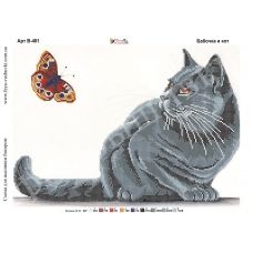 В-481 Бабочка и кот. Схема для вышивки бисером Фея Вышивки