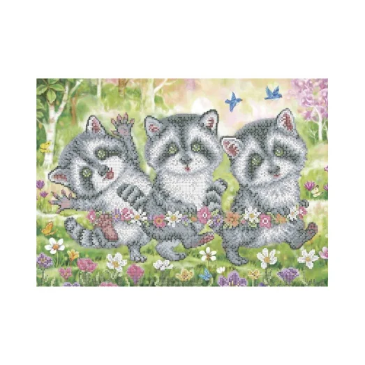 А3-К-1171 Веселые Енотики. Схема для вышивки бисером ТМ Acorns