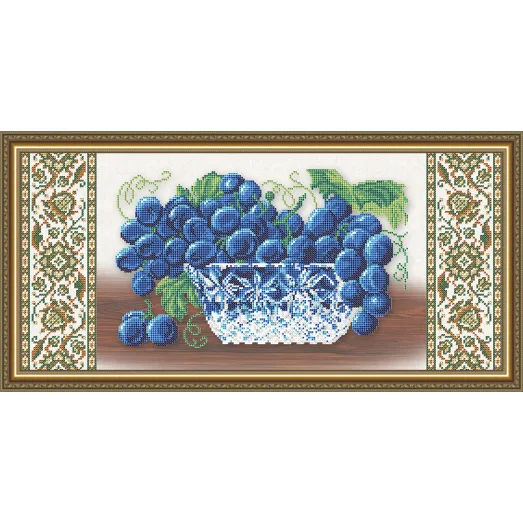 VKA-3118 Хрусталь. Виноград на бежевом. Схема для вышивки бисером. АртСоло