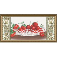 VKA-3119 Хрусталь. Черешня и клубника на бежевом. Схема для вышивки бисером. АртСоло