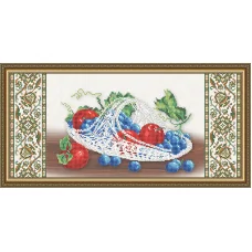 VKA-3121 Хрусталь. Виноград и яблоки на бежевом. Схема для вышивки бисером. АртСоло