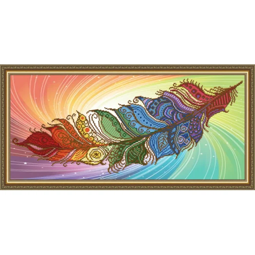 VKA-3131 Перо жар-птицы на светлом. Схема для вышивки бисером. АртСоло