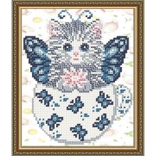 VКA-5024 Котенок в бабочках. Схема для вышивки бисером. АртСоло