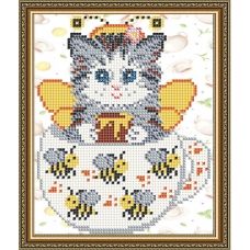 VКA-5027 Котенок в пчелках. Схема для вышивки бисером. АртСоло
