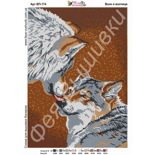 ВП-174 Волк и волчица. Схема для вышивки бисером. ТМ Фея Вышивки