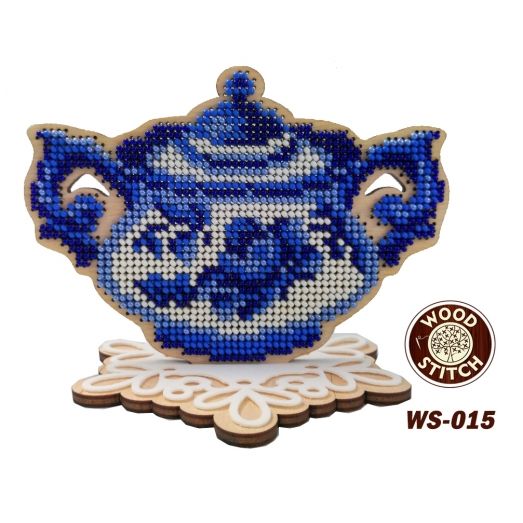 WS-015 Серия Гжель.Сахарница. Набор для вышивки WoodStitch