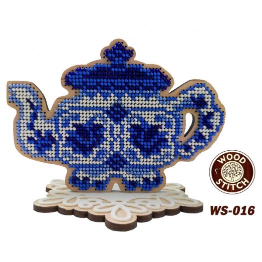 WS-016 Серия Гжель. Чайник. Набор для вышивки WoodStitch