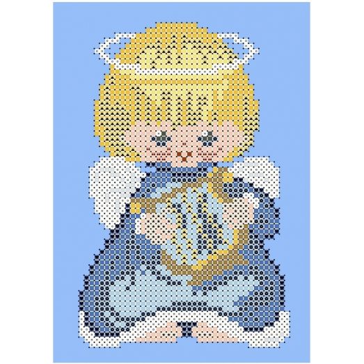 ФПК-5055 Ёлочная игрушка-ангелочек с арфой (мальчик). Схема для вышивки бисером Феникс 