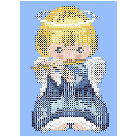 ФПК-5061 Ёлочная игрушка-ангелочек с флейтой (мальчик). Схема для вышивки бисером Феникс