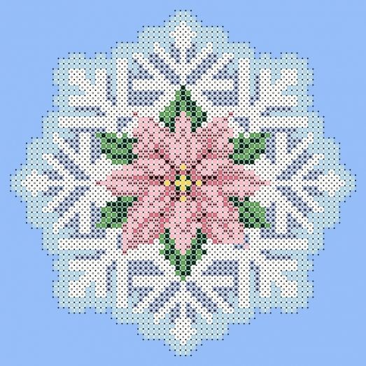 ФПК-5054 Ёлочная игрушка-снежинка с цветком. Схема для вышивки бисером Феникс 
