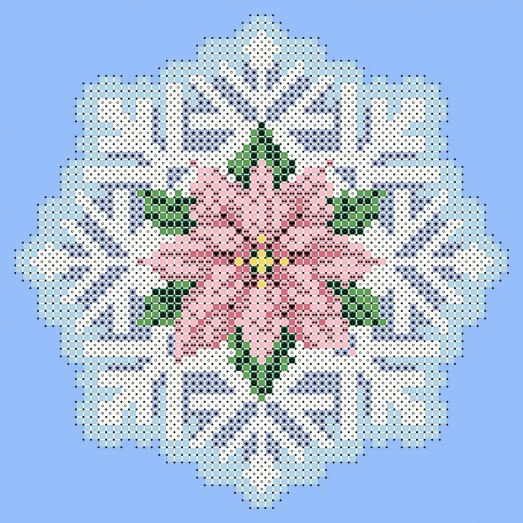 ФПК-5054 Ёлочная игрушка-снежинка с цветком. Схема для вышивки бисером Феникс