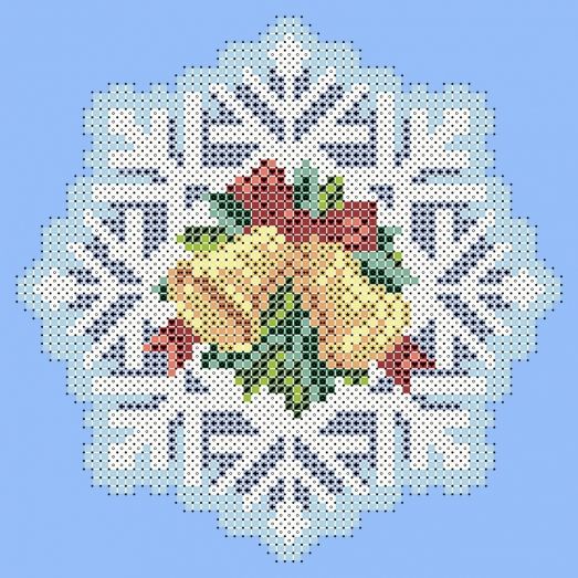 ФПК-5053 Ёлочная игрушка-снежинка с колокольчиками. Схема для вышивки бисером Феникс 