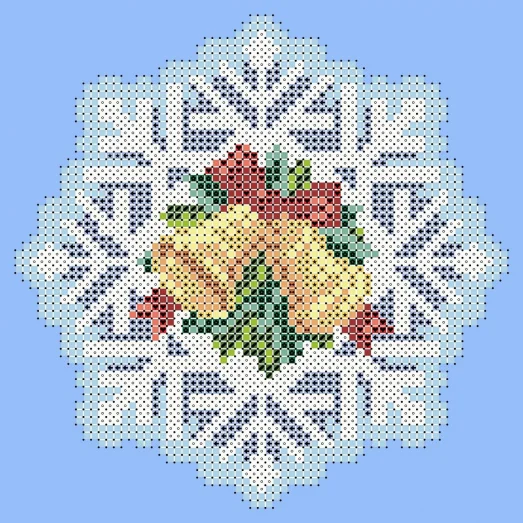 ФПК-5053 Ёлочная игрушка-снежинка с колокольчиками. Схема для вышивки бисером Феникс