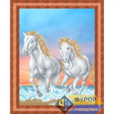 ФР-ЖБч3-085 Лошади бегущие по морю. Схема для вышивки бисером ТМ Фурор Рукоделия